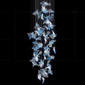 Tùy chỉnh hiện đại LED treo Mặt dây chuyền điều chỉnh chiều cao trang trí nội thất với kính dự án Tính năng chi nhánh ánh sáng - Product Image 3