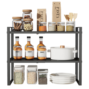 1/2 Layer Kitchen Pot and Pan Rack Spice Rack Expandable Shelves For Cabinet Countertop Storage Rack In Stock