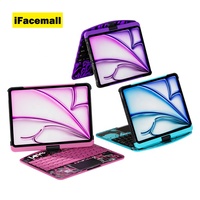 Keyboard iPad Transparan Bercahaya dengan Warna Unik, Casing Keyboard Putar 360 Derajat untuk iPad Pro 11 Inci iPad Air 10.9 Inci M3 2025