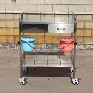 High-quality stainless steel double-drawer treatment cart, medical <b>trolley</b>, mobile storage rack, medical equipment and <b>tool</b> - Product Image 3