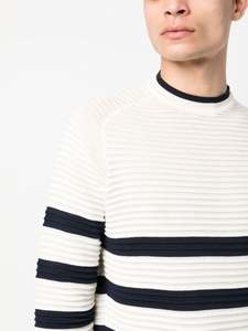 Pull en laine de haute qualité personnalisé à la mode pull en tricot rayé col rond pull pour hommes - Product Image 4