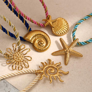 ビーチネックレス手織りロープ18k PVD金メッキステンレス鋼分厚いジュエリー大きなペンダント女性用貝殻ネックレス - Product Image 2