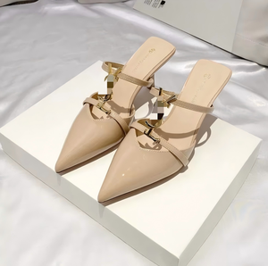 <span class=keywords><strong>Sandali</strong></span> da donna Source Factory Poplar Forest Baotou Half-tow, nuovi per l'estate 2025, con punta a punta, strass, <span class=keywords><strong>tacco</strong></span> alto, senza cinturino posteriore, in PU, stile francese - Product Image 3