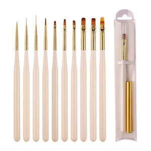 Ensemble de stylos à ongles en nylon à manche en bois avec dégradé diamanté pour le dessin de lignes et les soins des ongles à domicile - Product Image 1