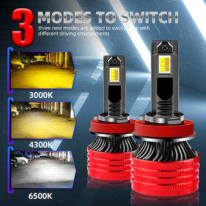 3000K 4300K 6000K Tricolors <b>Led</b> Light Bulbs 150W High Low Beam H4 H7 H11 9005 9006 <b>Led</b> <b>Headlights</b> - Product Image 6