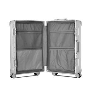 <strong>Black</strong> and Silver Luggage <strong>Suitcase</strong> Set Customized PC Aluminum Frame <strong>Suitcase</strong> with TSA Customs Lock Guangzhou Luggage Factory - Product Image 4