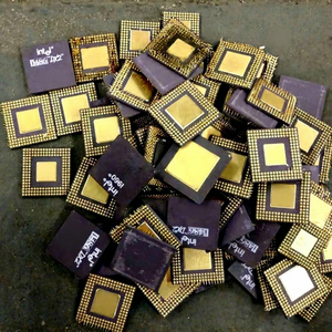 Déchets informatiques en céramique : Processeur CPU Pentium Gold, puce céramique, broches plaquées or, pièces de recyclage, Floride - Product Image 1