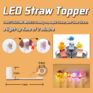 Vendita calda 8mm riutilizzabile a prova di schizzi di bere graziosa copertura di paglia di formaggio panda all'ingrosso incandescente nel buio cappello di paglia a LED - Product Image 3