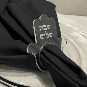 हैमसा हाथ का सजावट शलम नैपकिन धारक शेब्बैट टेबल डेकोर एक्रिलिक नैपकिन रिंग - Product Image 3