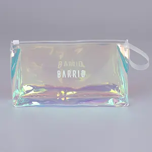 Factory Plastic Packing Cosmetic Bag Laser Holographic Zipper Bag PVC With Zip Lock Custom Logo Printing