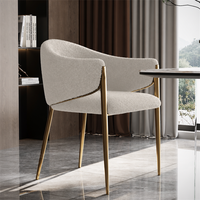 Chaise de salle à manger en tissu de luxe italien, avec dossier en acier inoxydable, design moderne pour hôtel, maison, salles à manger