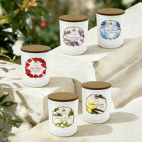 Bougie en cire de paraffine parfumée dans un bocal en verre rond blanc avec couvercle en bambou, faite à la main pour la décoration de la maison, les fêtes et les mariages, utilisation en intérieur