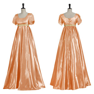 Vestido de Noche Vintage de Satén con Cintura Imperio, Cuello Cuadrado, Corte A y Largo, Traje Formal para Mujer - Product Image 4
