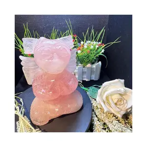 New Arrival Natural Crystal Craft Healing Stones Rose Quartz Baby Dragon for Home Decoration