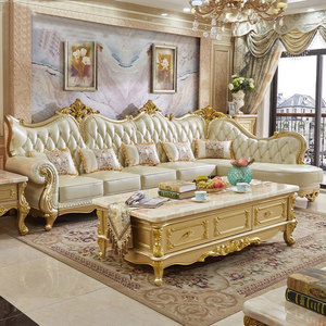 Juego de sofá modular moderno europeo, sofá Seccional de tela de lujo real de 3, 2 y 1 plazas con esponja para sala de estar de Hotel y Villa - Product Image 4