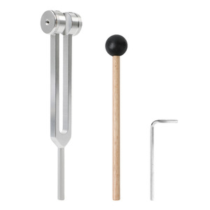 Ear Cleaning Tuning Fork 128Hz Silver Three Piece Set For Ear Wax Removal Aluminum Alloy With Wooden Mallet And Bag - Product Image 3