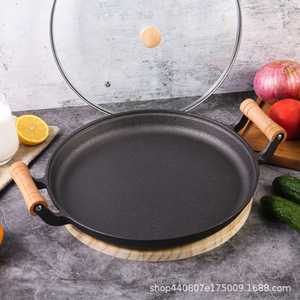 <b>Cast</b> Iron Flat Bottom Pan Round 20cm Non Stick Frying Pan For Pancakes Grilling Meat Breakfast Cooking Durable <b>Hand</b> Wash Only - Product Image 3