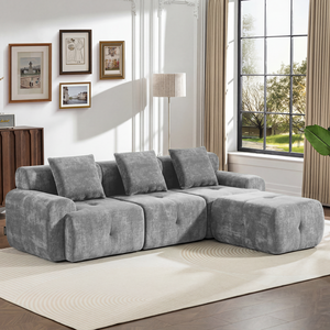 Meroow MS1 UK Local Warehouse L-Shaped <b>Sofa</b>, Extra <b>Support</b> High Back Modular Couch with 3 Pillows - Product Image 3