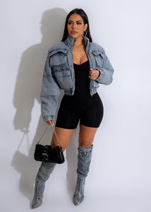 Veste matelassée en denim épaisse et chaude décontractée d'hiver, vestes matelassées pour femmes, vestes à bulles - Product Image 2