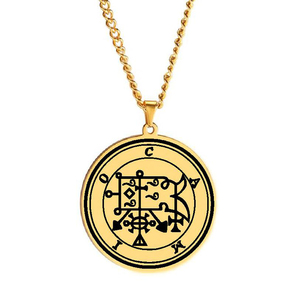 Sceaux d'or des 72 esprits, la clé inférieure de Salomon, le roi Asmoday, origines du démon, goétie 49-60, collier pendentif en acier inoxydable - Product Image 4