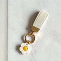 Porte-clés en cuir PU motif fruits mignons avec breloques détachables et quincaillerie dorée pour décoration de sac et cadeaux