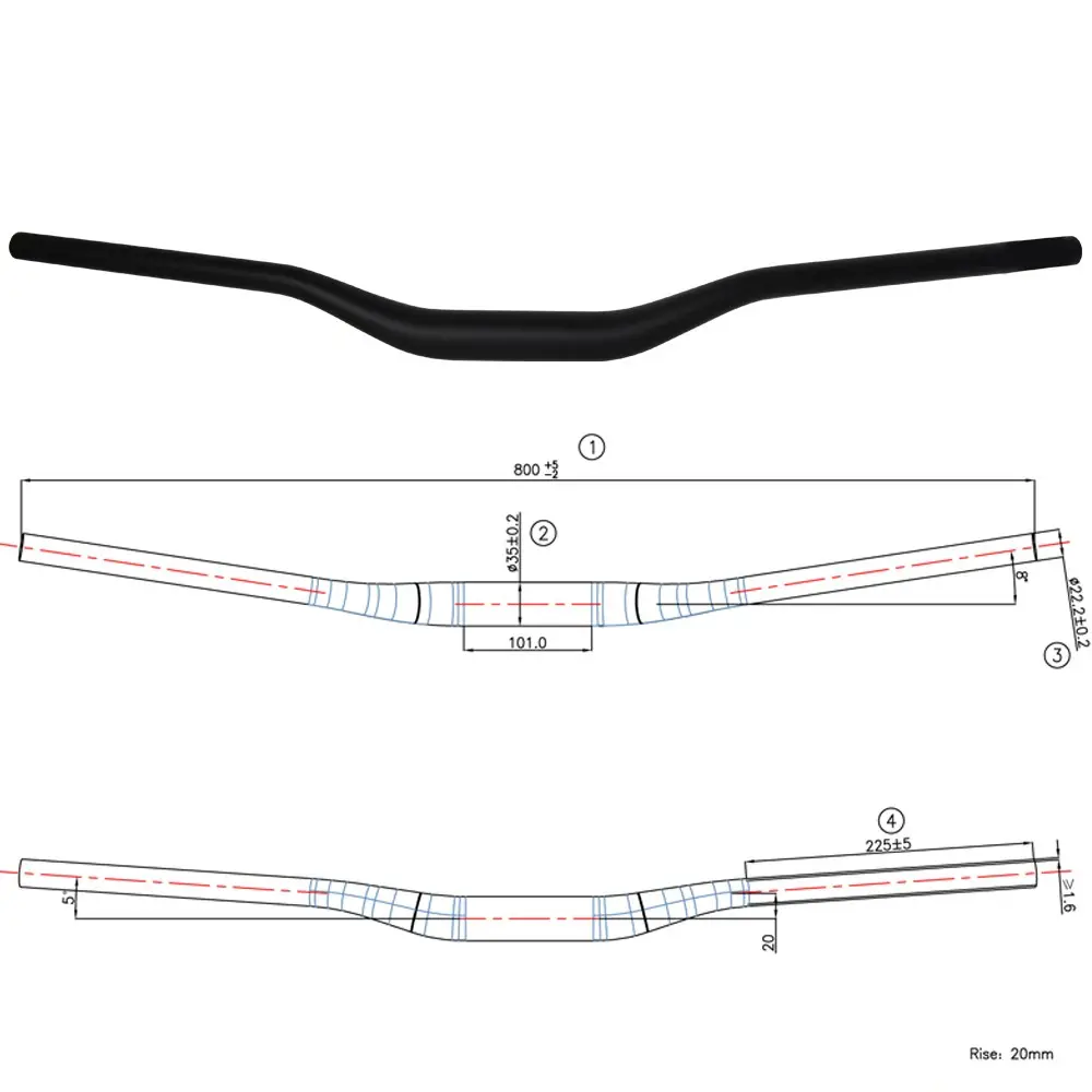 MTB karbon elektrikli bisiklet gidon yükseltici 20mm 35mm x 800mm bisiklet gidon ebike ve DH