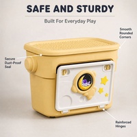 Organisateur de rangement multifonction empilable avec porte à ouverture frontale, motif astronaute, lune et étoiles, en plastique durable pour la chambre d'artisanat des enfants