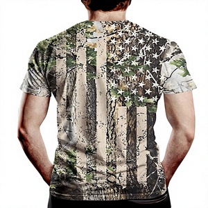 Men Camo American <b>Flag</b> Print Short Sleeve T-Shirt O-Neck Casual Regular Fit Breathable Knitted Polyester - Product Image 2