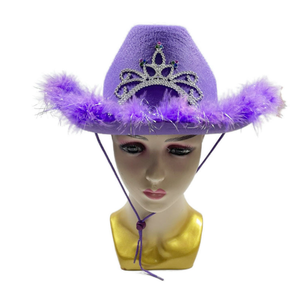 Chapeau de <span class=keywords><strong>cowboy</strong></span> en feutre de laine rose lumineux de style occidental pour adultes chapeaux de cowgirl avec couronne pour femmes cadeaux de fête de mariage pour femmes vente en gros - Product Image 2