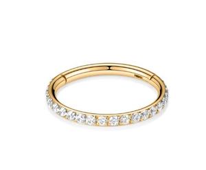 Classico <span class=keywords><strong>Piercing</strong></span> a Cerchio Huggie con Segmento a Cerniera in Acciaio Inossidabile Showfay da 6mm/8mm/10mm con Zirconia Cubica per Daith, Tragus, <span class=keywords><strong>Orbital</strong></span>, Conch, Helix - Product Image 4
