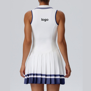 Gaun Tenis Wanita Berkerah Polo Lipit dengan Logo Kustom, Bahan Bernapas Cepat Kering, Dilengkapi Bra Terpadu - Product Image 2