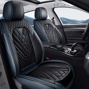 Housse de siège de <span class=keywords><strong>voiture</strong></span> <span class=keywords><strong>en</strong></span> cuir noir et rouge, confortable, luxueuse, respirante, pour cinq places, ensemble complet, siège avant et arrière - Product Image 2