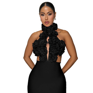 CY901951 Nuovo Vestito Sexy da Sera con Grande Fiore sul Collo per Donne, Tendenza Transfrontaliera - Product Image 5