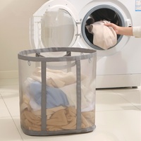 Panier à linge pliable multifonctionnel en maille, gain de place, léger, pour adultes/enfants, usage domestique