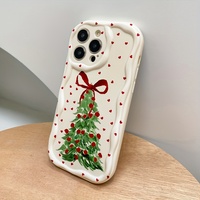 Coque de téléphone antichoc à bords ondulés motif crème pour iPhone 16 15 13 12 17 Pro 18 Pro Max – Cadeau de Noël