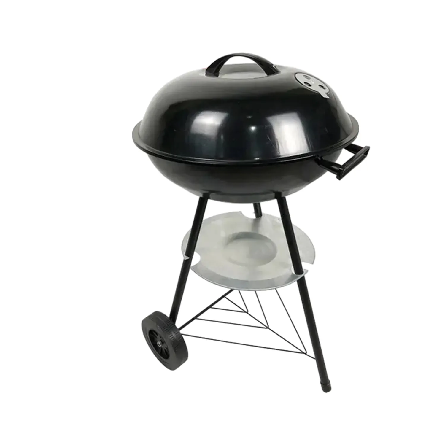 Trolley noir Barbecue portable en forme de pomme avec roues Barbecue à charbon de bois Grillades en plein air