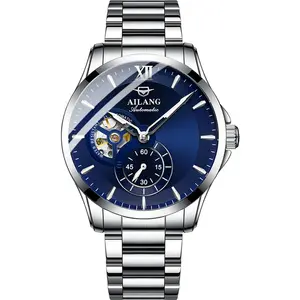 OEM ODM shenzhen original luxo top prata automático mecânico barato preço chinês homens relógio de pulso masculino transparente