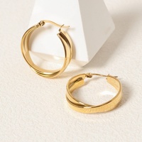 Elegantes Pendientes de Aro Dobles en Forma de U Geométricos para Mujer, Acero Inoxidable, Chapado en Oro Real de 18K, Joyería Certificada por Terceros, Moda