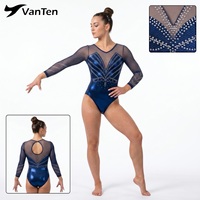 Robe de danse rythmique à manches longues avec strass Mystique, design personnalisé, justaucorps de gymnastique