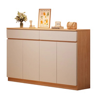 Armoire à chaussures à quatre portes en contreplaqué brun de qualité E0 avec un tiroir, grande capacité, facile à installer, idéale pour les clients en gros