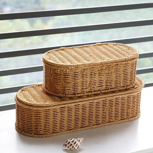 Panier de rangement en rotin tressé fait main du Vietnam, style bohème, pour cuisine, en osier naturel, fournisseur d'articles de rangement pour la maison - Product Image 6