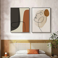 Poster Dinding Seni Garis Wajah Matisse Geometris Abstrak Gambar Seni Dinding Hotel Modern Cetakan Interior Perhotelan Plastik Hitam