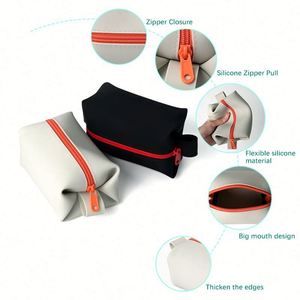 Grande trousse de maquillage pour femme en silicone, résistante à l'eau, avec poignée souple, motif bonbons, pour voyage, fermeture éclair - Product Image 4