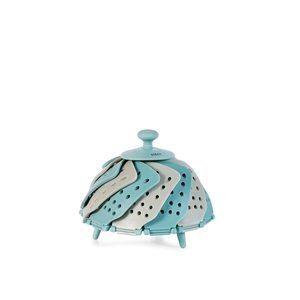 Cesta para cocinar verduras, color gris claro y azul, de polipropileno, para usar en ollas. - Product Image 1