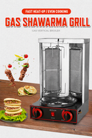Grill à shawarma à gaz à deux brûleurs GB-25 noir, rôtissoire verticale, appareil commercial de comptoir pour doner kebab, GPL