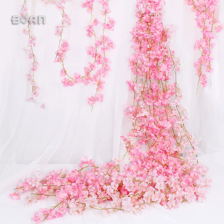 الزفاف الجدار الديكور الاصطناعي زهر الكرز قصب Diy هانغ زهرة