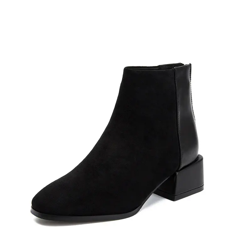 2023 nuevo diseño de botas de Invierno para mujer, zapatos informales de moda con cremallera, calzado de mujer, botines de PU, botas Martin sólidas de goma