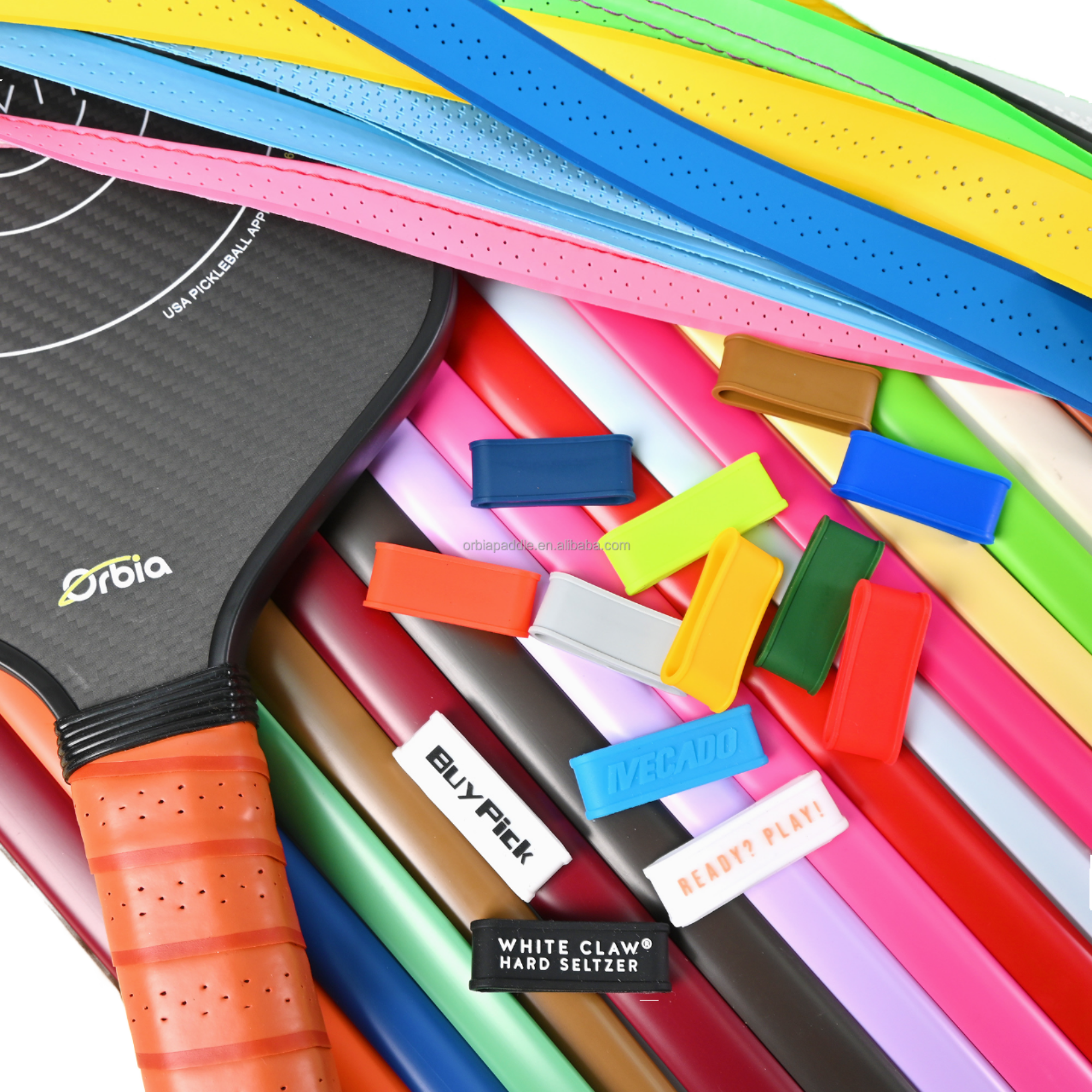 Custom Logo Color Silicone Rubber Ring Bottom Cap for Pickleball Paddle Accessories