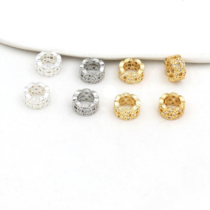 18k Gold Plated <b>Copper</b> Spacer Beads With Zircon Inlay Mixed Shapes For <b>Bracelet</b> Making DIY Jewelry Components - Product Image 4