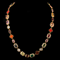 Magnifique Collier Tennis Croix en Pierres Fines Assorties 5A CZ Émail Plaqué Or 18K Style Vintage Multicolore pour Femmes et Hommes
